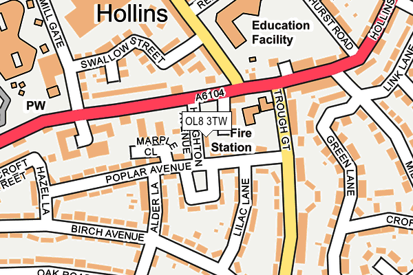 OL8 3TW map - OS OpenMap – Local (Ordnance Survey)