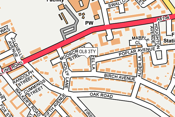 OL8 3TY map - OS OpenMap – Local (Ordnance Survey)