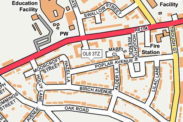 OL8 3TZ map - OS OpenMap – Local (Ordnance Survey)