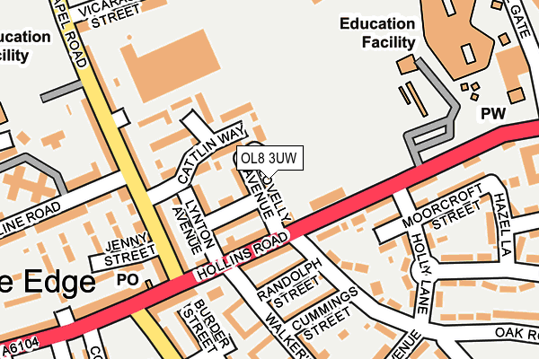 OL8 3UW map - OS OpenMap – Local (Ordnance Survey)