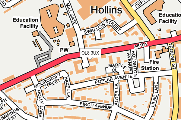 OL8 3UX map - OS OpenMap – Local (Ordnance Survey)