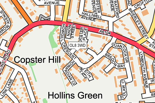 OL8 3WD map - OS OpenMap – Local (Ordnance Survey)