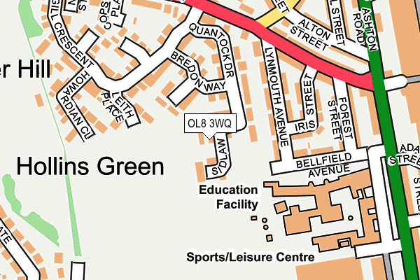 OL8 3WQ map - OS OpenMap – Local (Ordnance Survey)