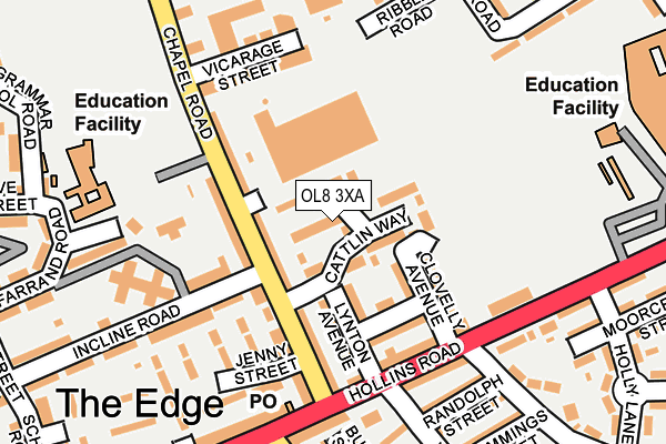 OL8 3XA map - OS OpenMap – Local (Ordnance Survey)