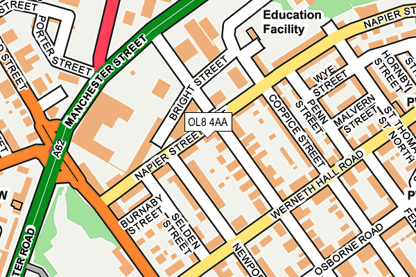 OL8 4AA map - OS OpenMap – Local (Ordnance Survey)