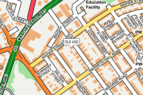 OL8 4AD map - OS OpenMap – Local (Ordnance Survey)