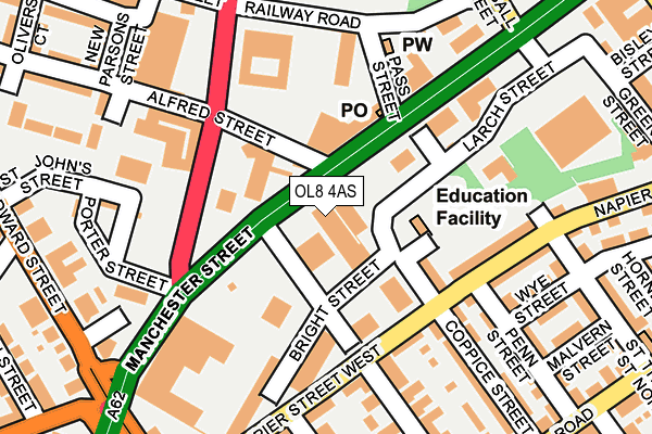 OL8 4AS map - OS OpenMap – Local (Ordnance Survey)