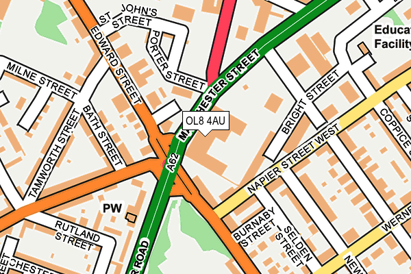 OL8 4AU map - OS OpenMap – Local (Ordnance Survey)