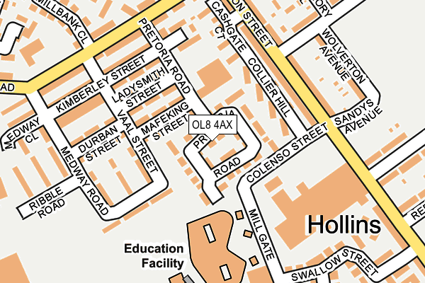 OL8 4AX map - OS OpenMap – Local (Ordnance Survey)