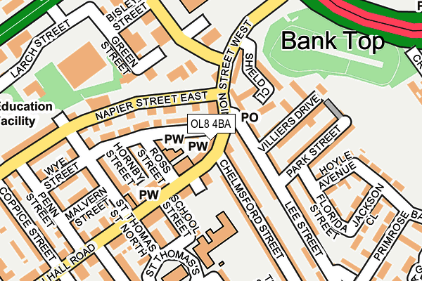 OL8 4BA map - OS OpenMap – Local (Ordnance Survey)