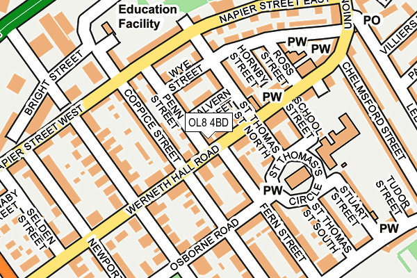 OL8 4BD map - OS OpenMap – Local (Ordnance Survey)