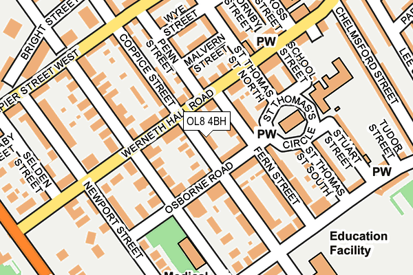 OL8 4BH map - OS OpenMap – Local (Ordnance Survey)