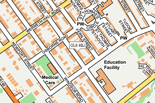 OL8 4BJ map - OS OpenMap – Local (Ordnance Survey)