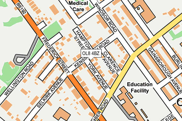 OL8 4BZ map - OS OpenMap – Local (Ordnance Survey)