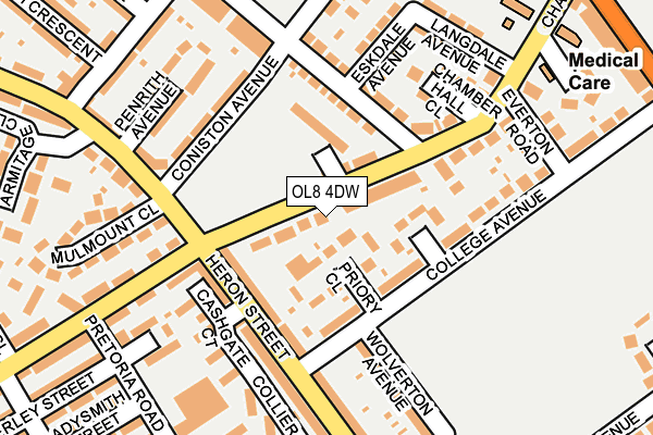 OL8 4DW map - OS OpenMap – Local (Ordnance Survey)