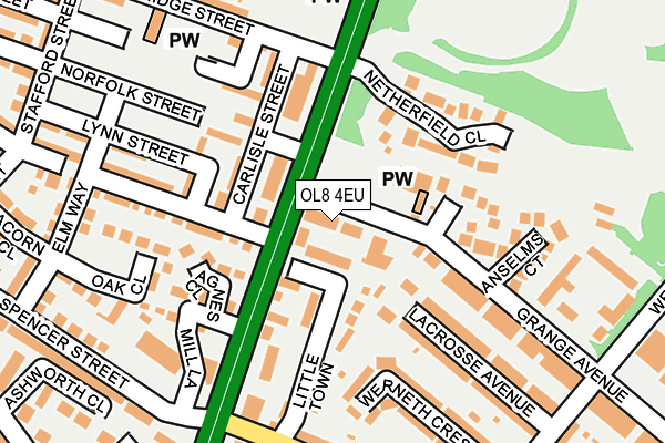 OL8 4EU map - OS OpenMap – Local (Ordnance Survey)