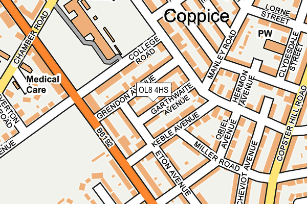 OL8 4HS map - OS OpenMap – Local (Ordnance Survey)