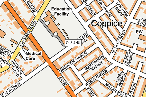 OL8 4HU map - OS OpenMap – Local (Ordnance Survey)