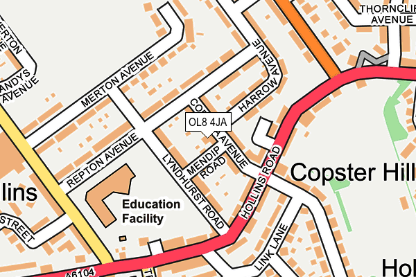 OL8 4JA map - OS OpenMap – Local (Ordnance Survey)