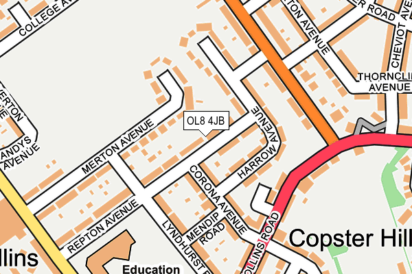 OL8 4JB map - OS OpenMap – Local (Ordnance Survey)