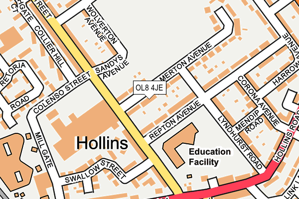 OL8 4JE map - OS OpenMap – Local (Ordnance Survey)