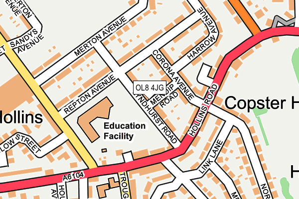 OL8 4JG map - OS OpenMap – Local (Ordnance Survey)