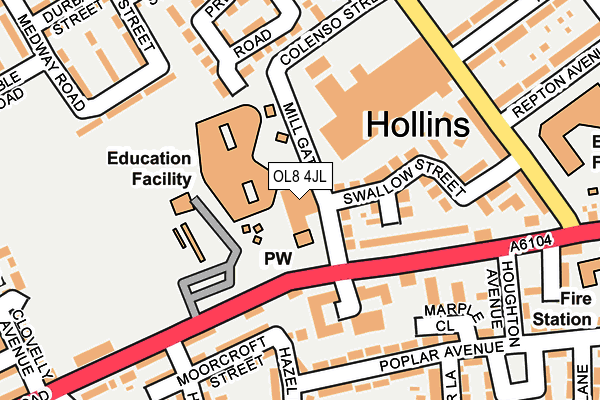 OL8 4JL map - OS OpenMap – Local (Ordnance Survey)