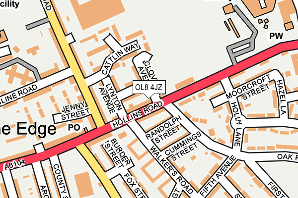 OL8 4JZ map - OS OpenMap – Local (Ordnance Survey)