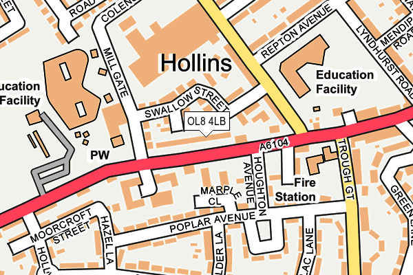 OL8 4LB map - OS OpenMap – Local (Ordnance Survey)