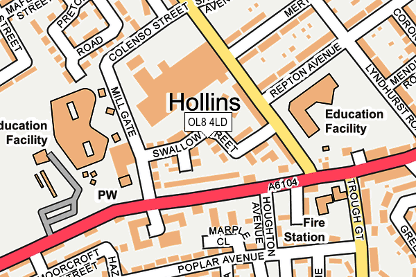 OL8 4LD map - OS OpenMap – Local (Ordnance Survey)