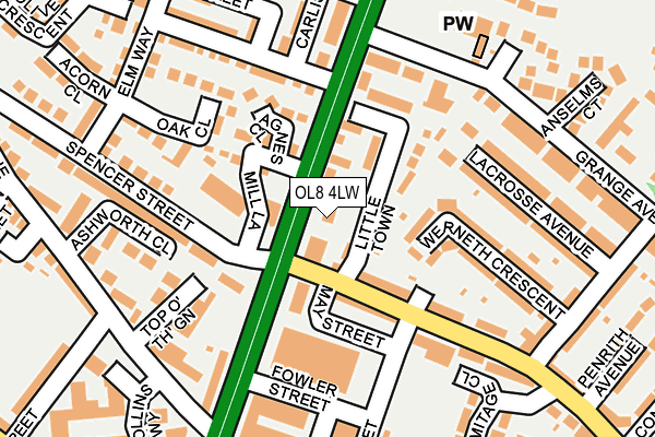 OL8 4LW map - OS OpenMap – Local (Ordnance Survey)