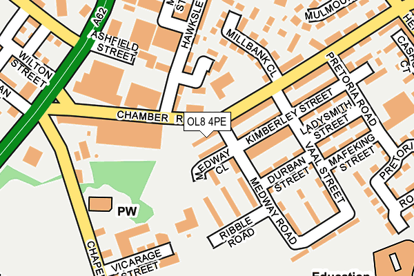 OL8 4PE map - OS OpenMap – Local (Ordnance Survey)