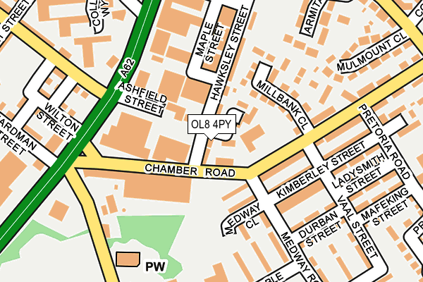 OL8 4PY map - OS OpenMap – Local (Ordnance Survey)