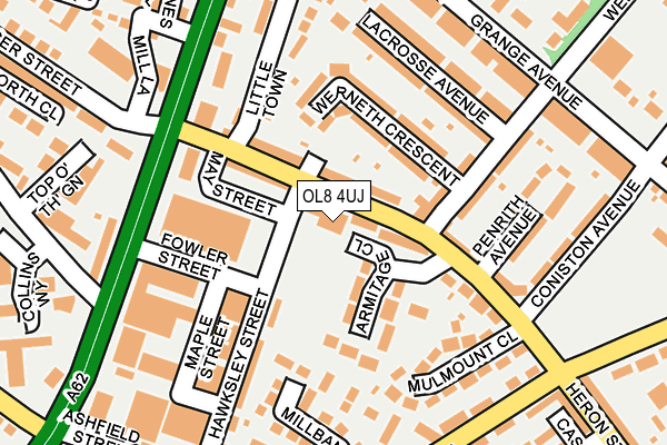 OL8 4UJ map - OS OpenMap – Local (Ordnance Survey)