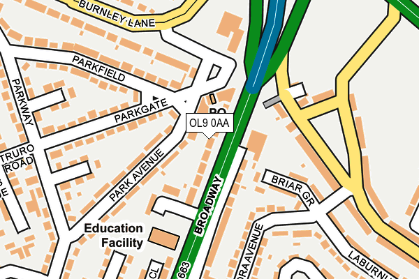 OL9 0AA map - OS OpenMap – Local (Ordnance Survey)