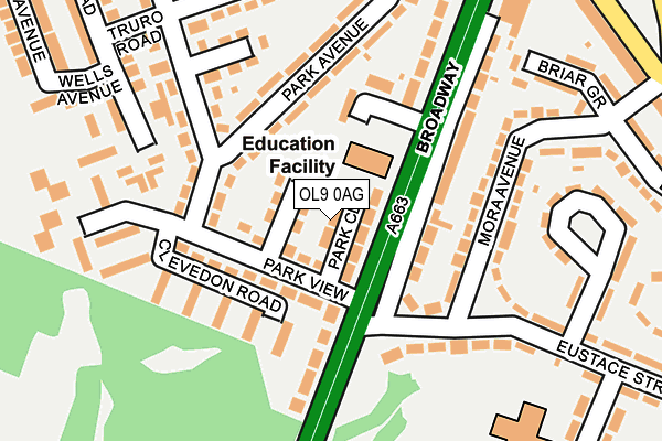 OL9 0AG map - OS OpenMap – Local (Ordnance Survey)