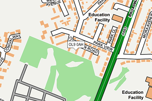 OL9 0AH map - OS OpenMap – Local (Ordnance Survey)