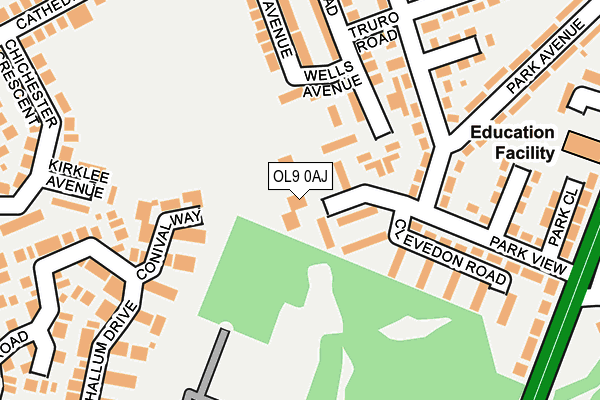 OL9 0AJ map - OS OpenMap – Local (Ordnance Survey)