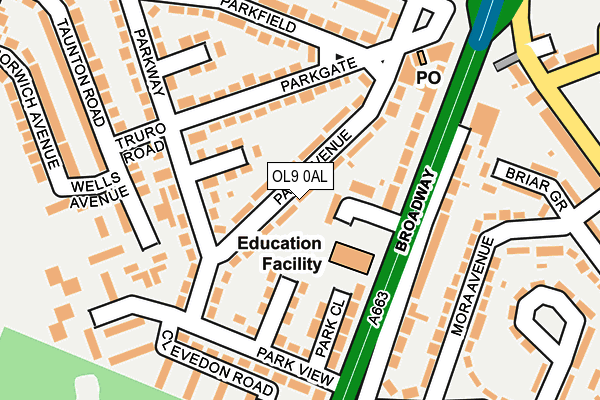 OL9 0AL map - OS OpenMap – Local (Ordnance Survey)