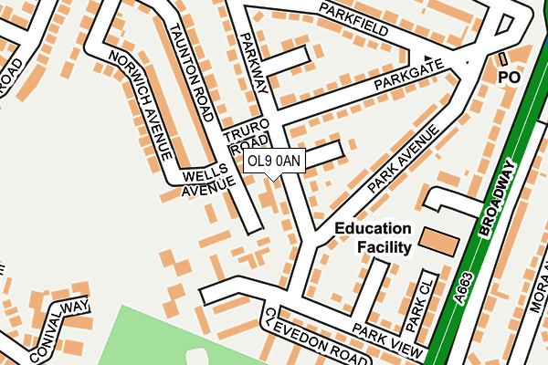 OL9 0AN map - OS OpenMap – Local (Ordnance Survey)