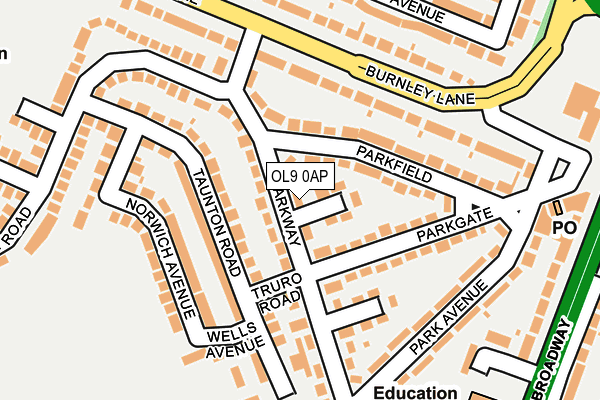 OL9 0AP map - OS OpenMap – Local (Ordnance Survey)