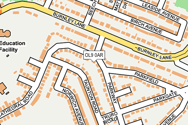 OL9 0AR map - OS OpenMap – Local (Ordnance Survey)