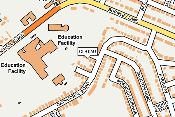 OL9 0AU map - OS OpenMap – Local (Ordnance Survey)