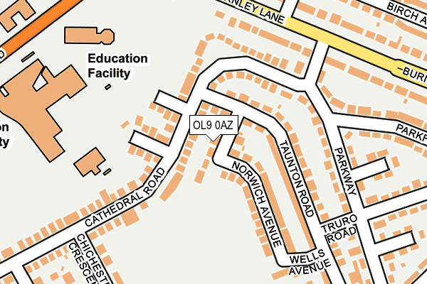 OL9 0AZ map - OS OpenMap – Local (Ordnance Survey)