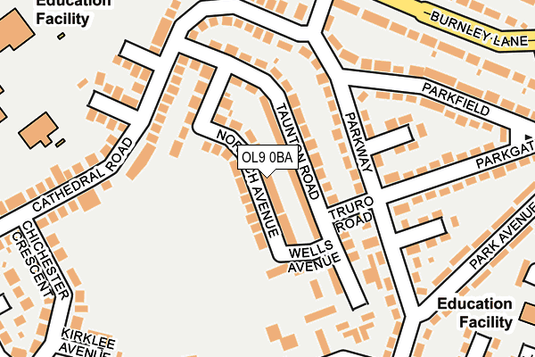 OL9 0BA map - OS OpenMap – Local (Ordnance Survey)