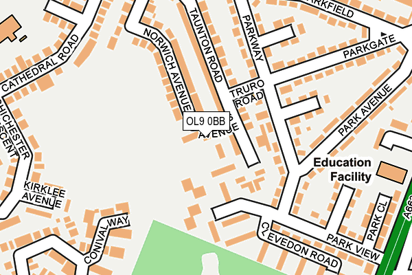 OL9 0BB map - OS OpenMap – Local (Ordnance Survey)