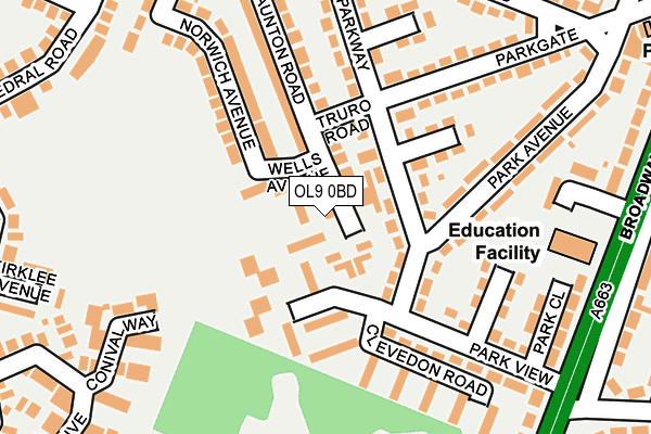 OL9 0BD map - OS OpenMap – Local (Ordnance Survey)