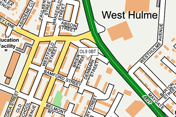 OL9 0BT map - OS OpenMap – Local (Ordnance Survey)