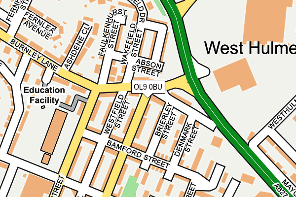 OL9 0BU map - OS OpenMap – Local (Ordnance Survey)