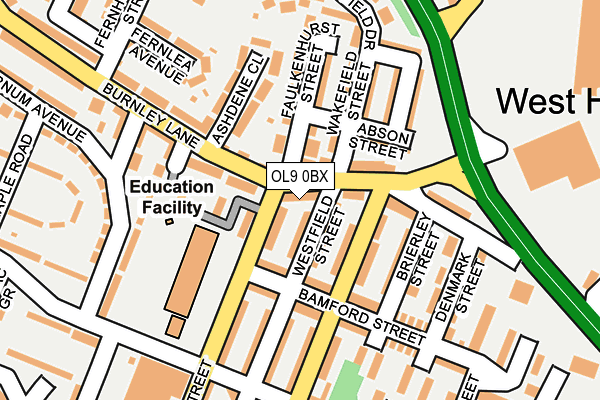 OL9 0BX map - OS OpenMap – Local (Ordnance Survey)